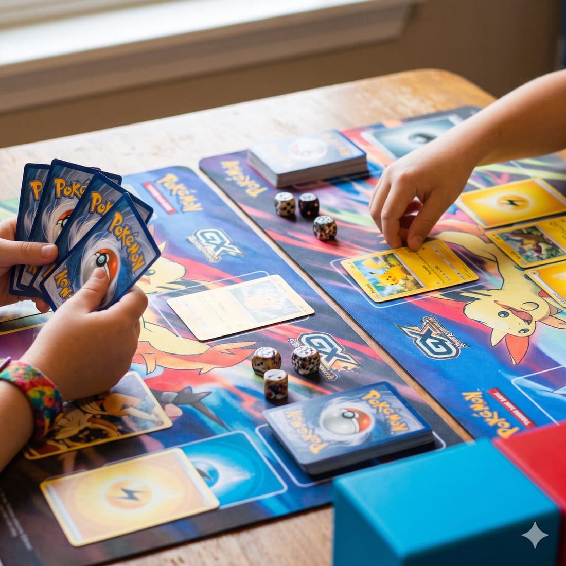 Kids playing trading cards at Wild Cards Collector's Club